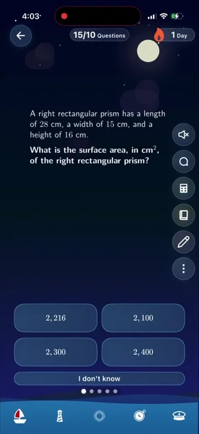 Dolphin app demo showing SAT practice